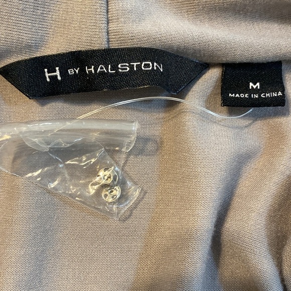 H by Halston Faux Wrap Short Sleeve Top Size M Taupe Brown Oversized Lagenlook - Picture 4 of 10